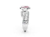 Platinum Fancy Pink Oval Cut Diamond Halo Ring with Round Split Shank and Prong Setting_14