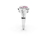 Platinum Fancy Pink Oval Cut Diamond Halo Ring with Split Shank and Bezel Accents and Prong Setting_14