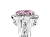 Platinum Fancy Pink Oval Cut Diamond Halo Ring with Split Shank and Bezel Accents and Prong Setting_17