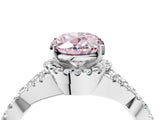 Platinum Fancy Pink Oval Cut Diamond  Halo Twist Band Solitaire Prong Setting Ring_16