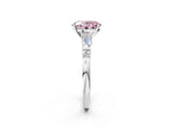 Platinum Fancy Pink Oval  Cut Diamond Ring with Baguette Side Stones, Channel Set Band, and Four-Prong Setting_26