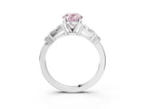 Platinum Fancy Pink Oval  Cut Diamond Ring with Baguette Side Stones, Channel Set Band, and Four-Prong Setting_27