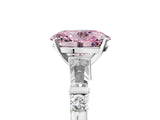 Platinum Fancy Pink Oval  Cut Diamond Ring with Baguette Side Stones, Channel Set Band, and Four-Prong Setting_29