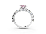 Platinum Fancy Pink Oval Cut Diamond Side Stone Engagement Ring with Four-Prong Setting_32