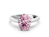 Platinum Fancy Pink Oval Cut Diamond Solitaire Engagement Ring with Cathedral Setting and Four-Prong Mount_18