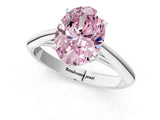 Platinum Fancy Pink Oval Cut Diamond Solitaire Engagement Ring with Cathedral Setting and Four-Prong Mount_19