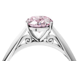 Platinum Fancy Pink Oval Cut Diamond Solitaire Engagement Ring with Cathedral Setting and Four-Prong Mount_22