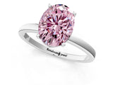Platinum Fancy Pink Oval Cut Diamond Solitaire Ring with Classic Band and Four-Prong Setting_37