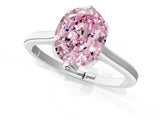 Platinum Fancy Pink Oval Cut Diamond Solitaire Ring with Flower Prong Setting and Classic Band_13