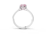 Platinum Fancy Pink Oval Cut Diamond Solitaire Ring with Flower Prong Setting and Classic Band_15