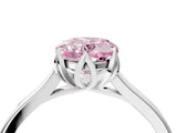 Platinum Fancy Pink Oval Cut Diamond Solitaire Ring with Flower Prong Setting and Classic Band_16