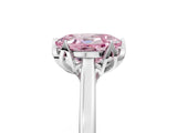 Platinum Fancy Pink Oval Cut Diamond Solitaire Ring with Flower Prong Setting and Classic Band_17