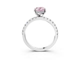 Platinum Fancy Pink Oval Cut Diamond Solitaire Ring with Round  Pavé Band and Four-Prong Setting_39