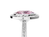 Platinum Fancy Pink Oval Cut Halo Bezel Diamond Pave Band Ring_11