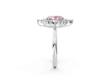 Platinum Fancy Pink Oval Cut Halo Diamond Cluster Ring with Marquise and Round Stones on a White Gold Band with Prong Setting_2