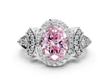 Platinum Fancy Pink Oval Cut Halo Diamond Split Shank Engagement Ring with Four-Prong Setting_6