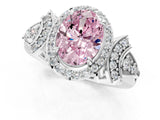 Platinum Fancy Pink Oval Cut Halo Diamond Split Shank Engagement Ring with Four-Prong Setting_7