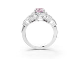 Platinum Fancy Pink Oval Cut Halo Diamond Split Shank Engagement Ring with Four-Prong Setting_9