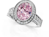 Platinum Fancy Pink Oval Cut Halo Diamond Split Shank Pave Ring_13