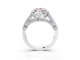 Platinum Fancy Pink Oval Cut Halo Diamond Split Shank Pave Ring_15