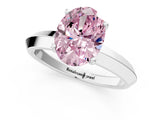 Platinum Fancy Pink Oval  Cut Solitaire Engagement Ring with Flat Band and Four-Prong Setting 1