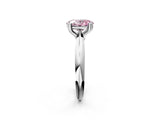 Platinum Fancy Pink Oval  Cut Solitaire Engagement Ring with Tapered Band and Four-Prong Setting 3
