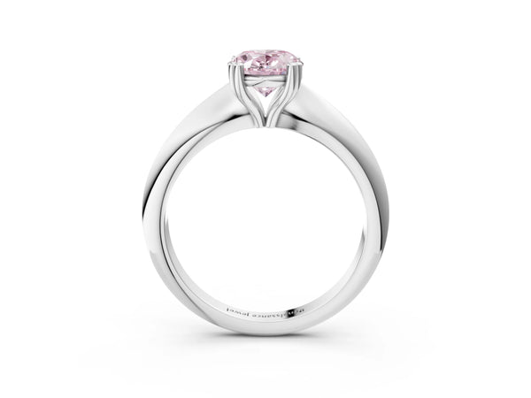 Platinum Fancy Pink Oval  Cut Solitaire Engagement Ring with Tapered Band and Four-Prong Setting