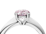 Platinum Fancy Pink Oval  Cut Solitaire Engagement Ring with Tapered Band and Four-Prong Setting 5