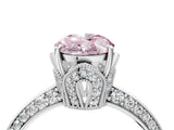 Platinum Fancy Pink Oval Cut Solitaire Split Shank Pave Diamond Engagement Ring with Four-Prong Setting_10