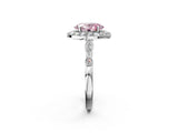Platinum Fancy Pink Oval  Halo Diamond Engagement Ring with Twisted Band and Four-Prong Setting 3