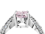 Platinum Fancy Pink Oval  Solitaire Diamond Engagement Ring with Pave Band and Four-Prong Setting 5