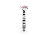 Platinum Fancy Pink Oval  Solitaire Diamond Engagement Ring with XO Engraved Band and Four-Prong Setting 2