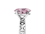 Platinum Fancy Pink Oval  Solitaire Diamond Engagement Ring with XO Engraved Band and Four-Prong Setting 5