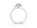 Platinum Fancy Pink Oval  Solitaire Diamond Ring with Four-Prong Setting and Tapered Band 3