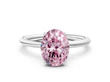 Platinum Fancy Pink Oval  Solitaire Diamond Ring with a Classic Band and Four-Prong Setting 1
