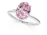 Platinum Fancy Pink Oval  Solitaire Diamond Ring with a Classic Band and Four-Prong Setting 2