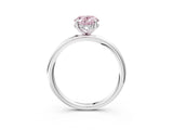 Platinum Fancy Pink Oval  Solitaire Diamond Ring with a Classic Band and Four-Prong Setting 4