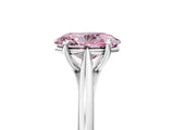 Platinum Fancy Pink Oval  Solitaire Engagement Ring with Four-Prong Setting and Classic Band