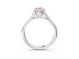 Platinum Fancy Pink Oval  Solitaire Engagement Ring with Six-Prong Setting and Classic Band 4