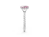 Platinum Fancy Pink Oval  Solitaire Twist Band Ring with Four-Prong Setting_6
