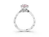 Platinum Fancy Pink Oval  Solitaire Twist Band with Leaf Prong Setting 3