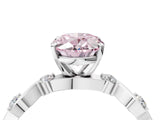 Platinum Fancy Pink Oval  Solitaire Twisted Band with Prong Setting 5