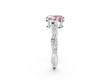 Platinum Fancy Pink Oval  Solitaire Twisted Pave Diamond Ring with Four-Prong Setting_2