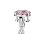 Platinum Fancy Pink Oval  Solitaire Twisted Pave Diamond Ring with Four-Prong Setting_5