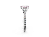 Platinum Fancy Pink Pear  Brilliant Diamond Solitaire with Pavé Band and Four-Prong Setting 2