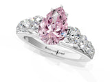 Platinum Fancy Pink Pear Cut Brilliant Diamond Pavé Band with Six-Prong Setting_19