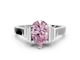 Platinum Fancy Pink Pear Cut Brilliant Solitaire Diamond Ring with Channel Set Band and Bar Prong Setting_6