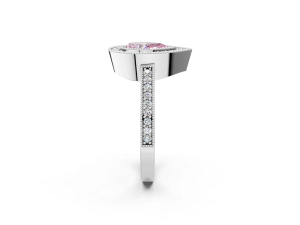 Platinum Pear-Shaped Halo Engagement Ring Setting for Fancy Pink Center - Design RJ-753