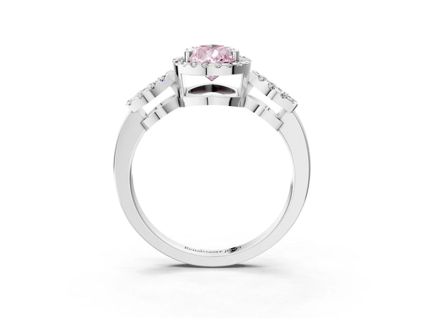 Platinum Pear-Shaped Pave Infinity Halo Engagement Ring Setting for Fancy Pink Center