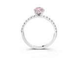 Platinum Fancy Pink Pear Cut Diamond Brilliant Solitaire Ring with Pavé Band and Four-Prong Setting_39